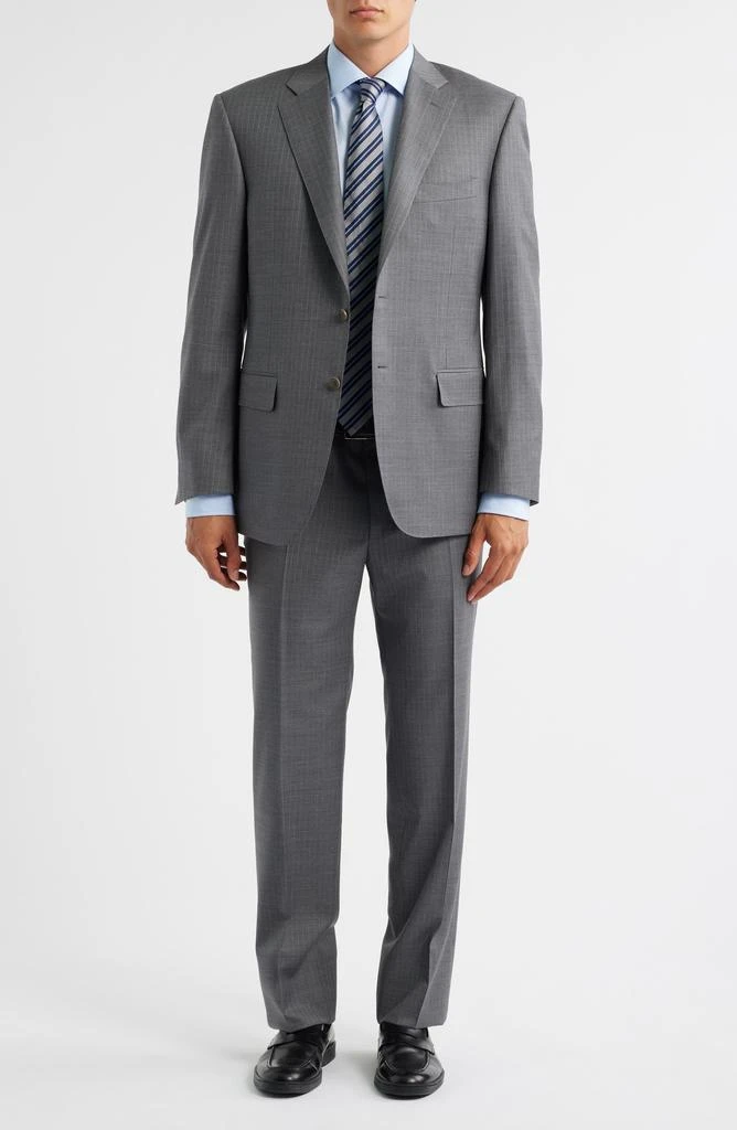 Canali Sienna Regular Fit Grey Pinstripe Wool Suit