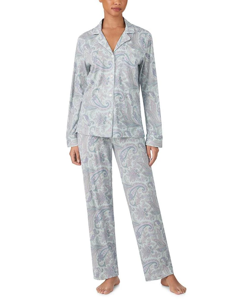 Ralph Lauren Long Sleeve Notch Collar Long Pants Pajama Set 1