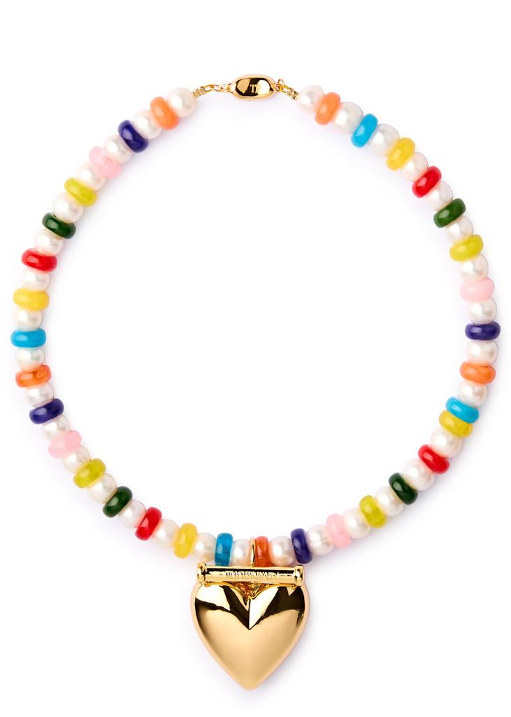 Timeless Pearly Heart 24k gold-plated and beaded necklace