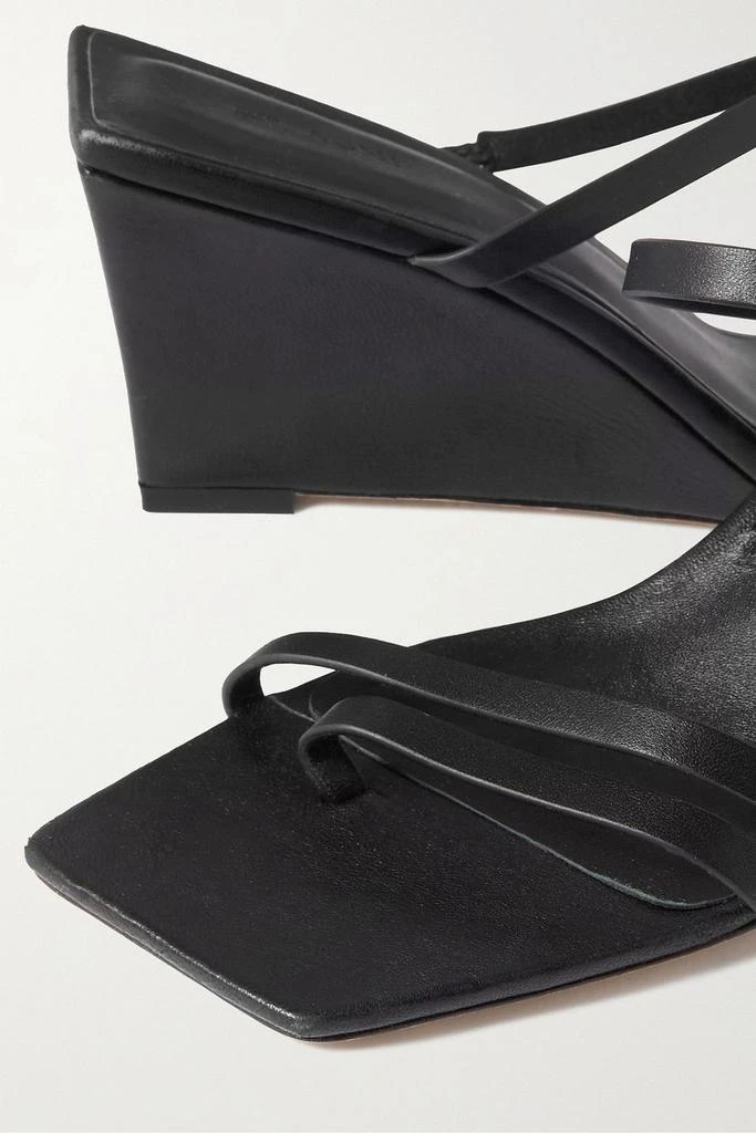 ST. AGNI Leather wedge sandals 4