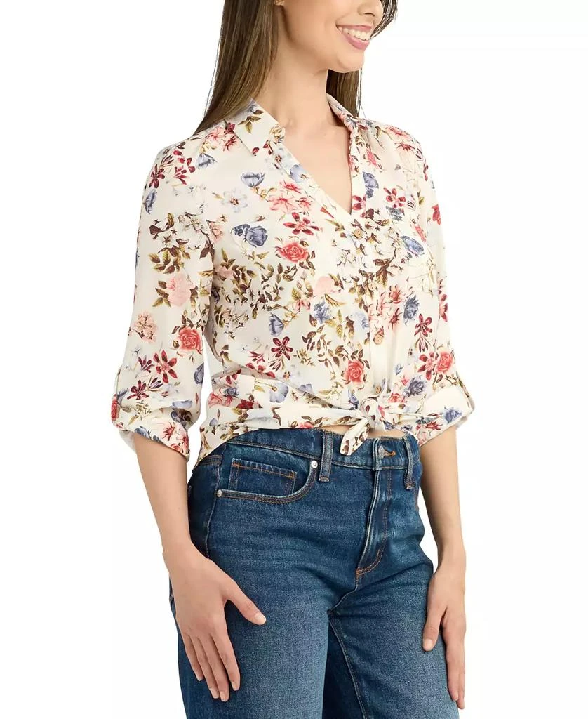 BCX Juniors' Tie-Hem Floral-Print Shirt 4
