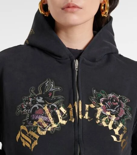 Balenciaga Tacky Tattoo distressed cotton fleece hoodie 4