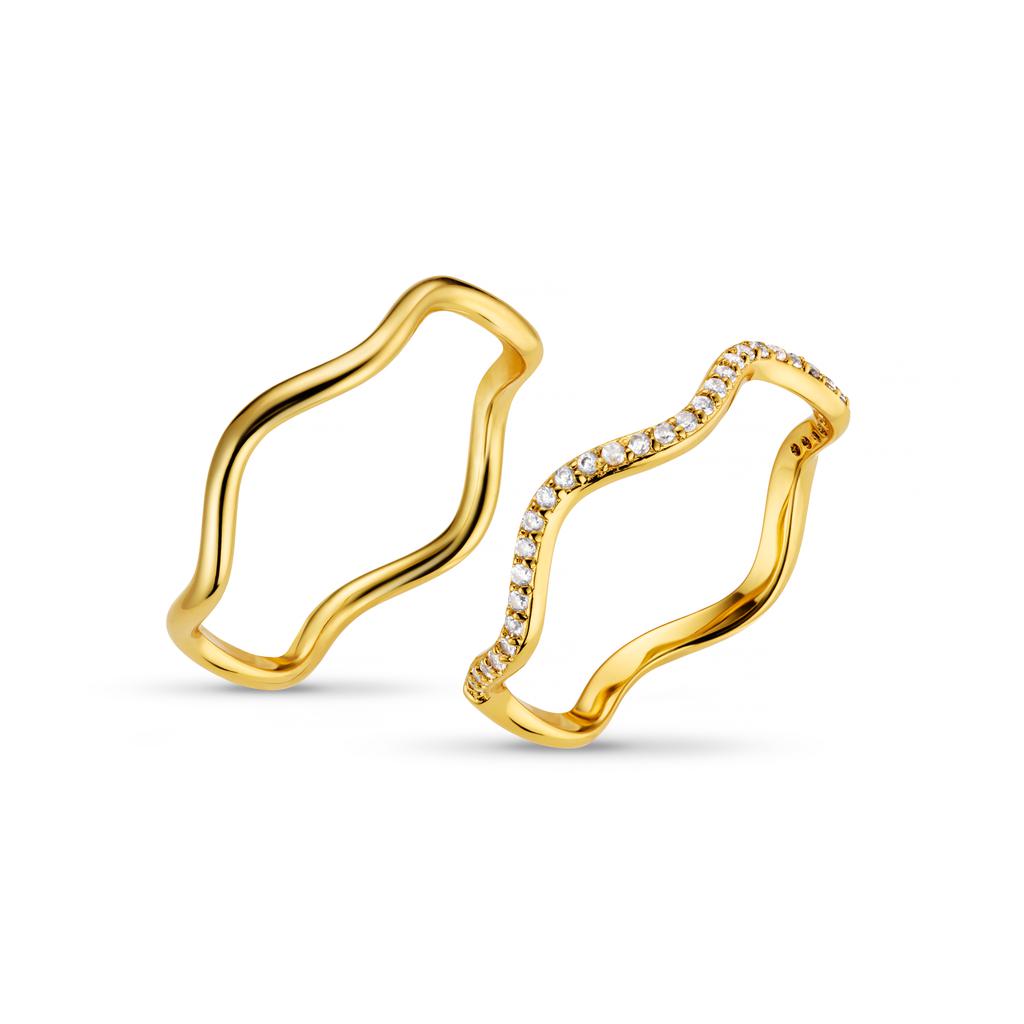 Orelia London Fine Pave Wave Stacking Ring Set S/M