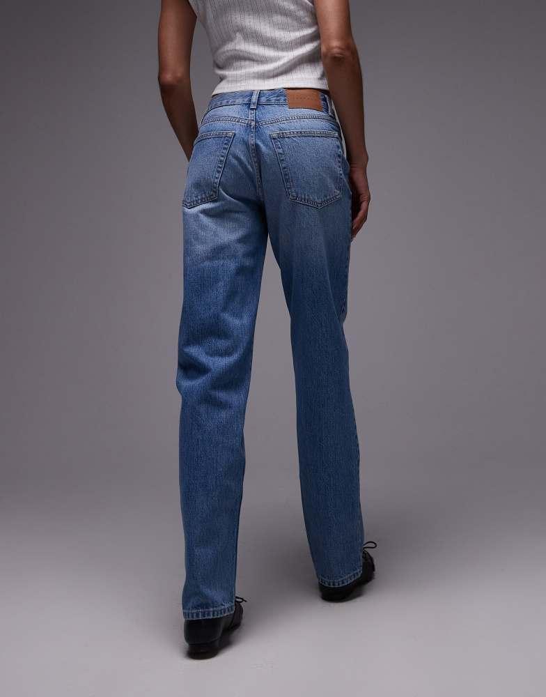 Topshop Topshop Runway mid rise straight jean in bleach