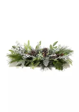 NEARLY NATURAL 26 Inch Holiday Flocked Winter Christmas Artificial Arrangement Cutting Board Wall Décor or Table Arrangement