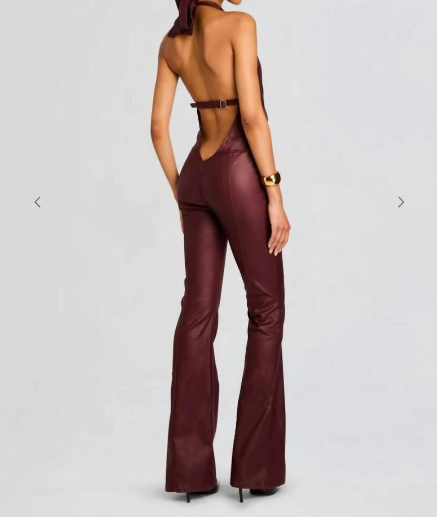 retrofête Cynthia Coated Denim Jumpsuit In Coated Port 2