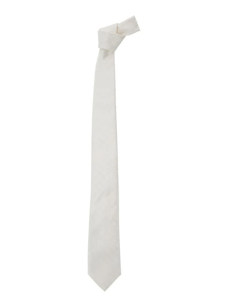 Giorgio Armani White Tie With All-Over Tonal Logo In Silk Man 1