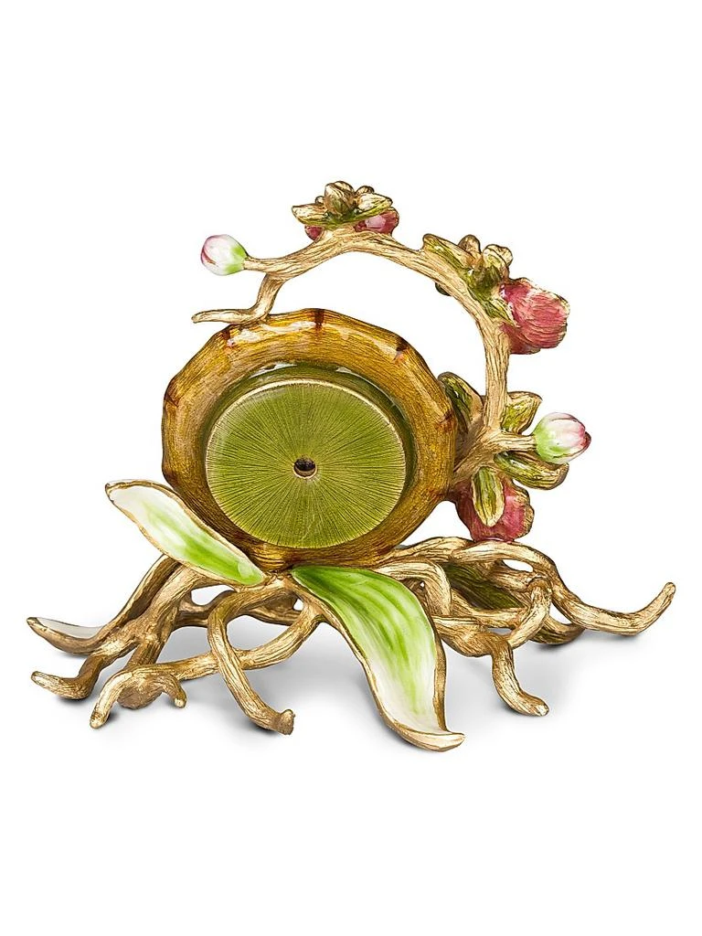 Jay Strongwater Bloomsbury Tara 14K Goldplated, Porcelain, Enamel &amp; Swarovski Crystal Orchid Clock 2