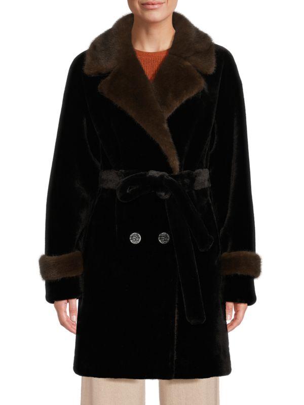 BELLE FARE Eco Faux Fur Double Breasted Coat