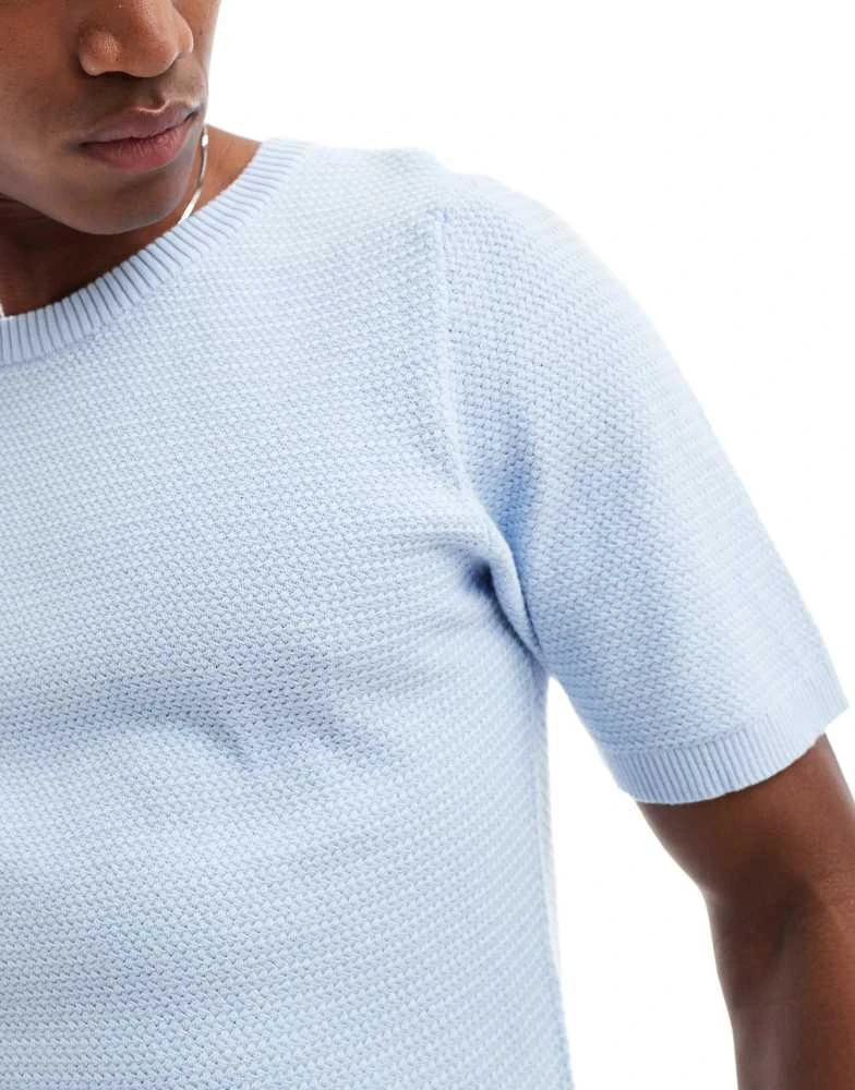 Brave Soul Brave Soul Short sleeve knitted t-shirt in light blue 2