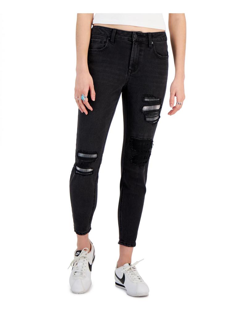 Vanilla Star Womens Distressed High Rise Skinny Jeans