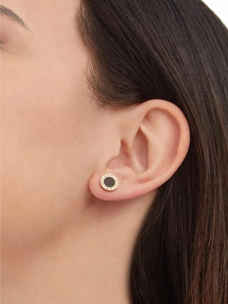 BVLGARI Classic 18K Rose Gold &amp; Onyx Single Round Stud Earring 3