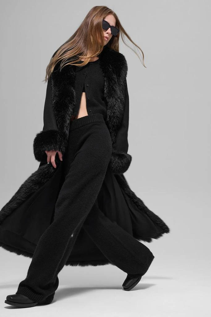 Alo Faux Fur Trimmed Longline Coat - Black 6