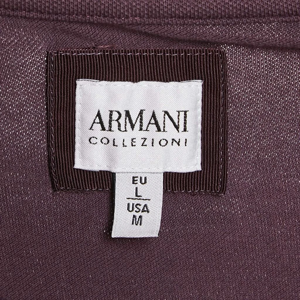 Armani Collezioni Armani Collezioni Purple Logo Embroidery Cotton Pique Polo T-Shirt L 4