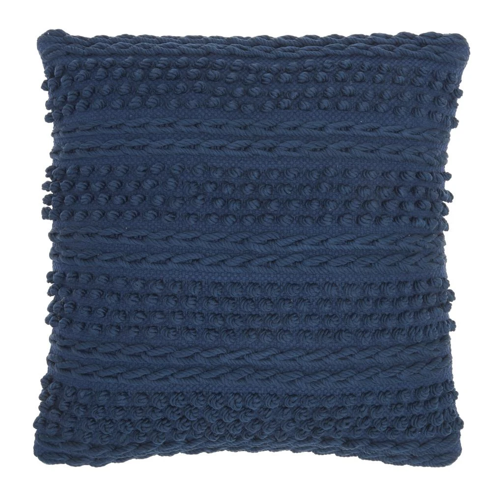Hivvago Navy Blue Textured Dots And Stripes Throw Pillow 2