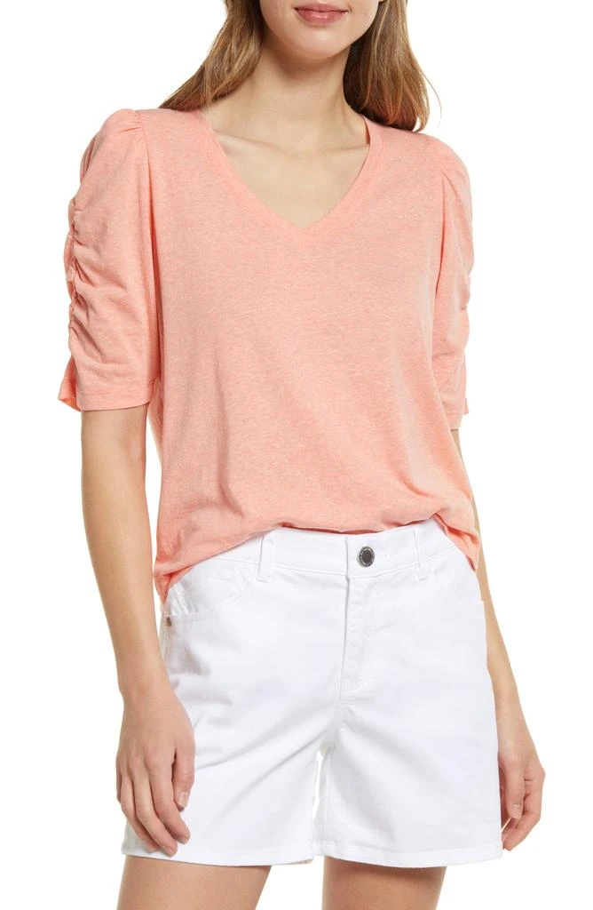 Wit & Wisdom Heathered Ruched Puff Sleeve T-Shirt 1
