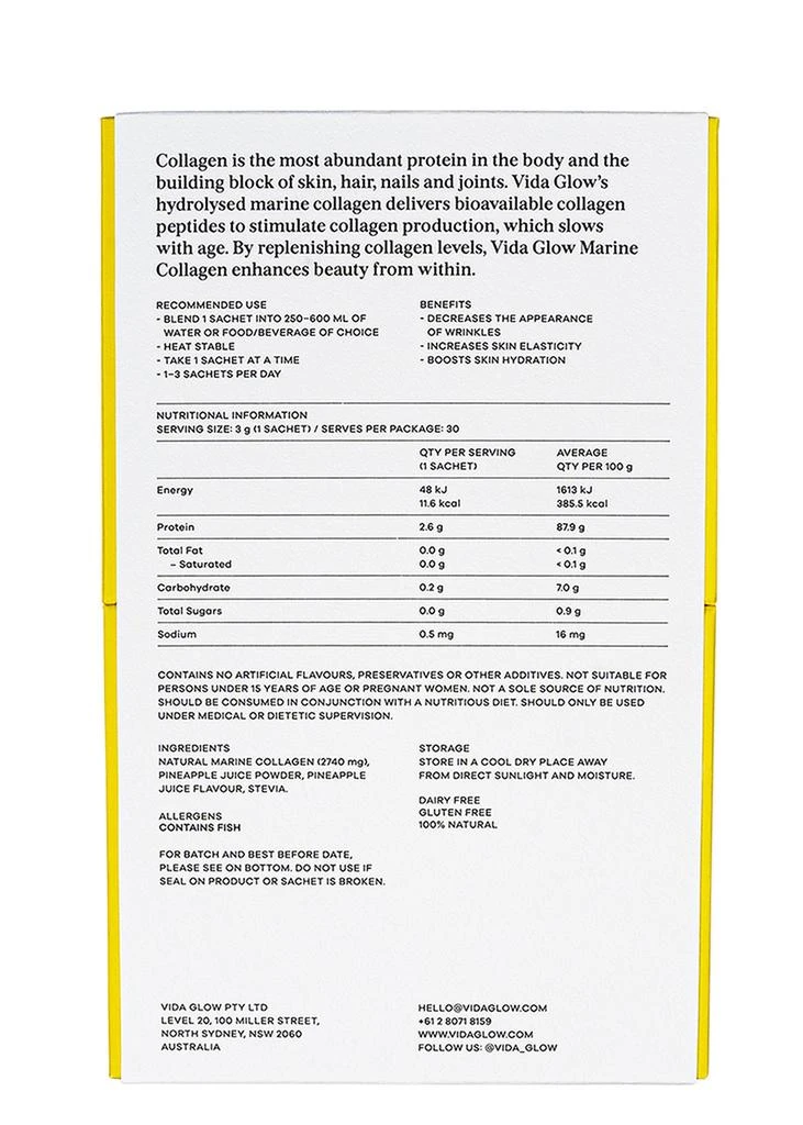 Vida Glow Natural Marine Collagen Sachets Pineapple 2