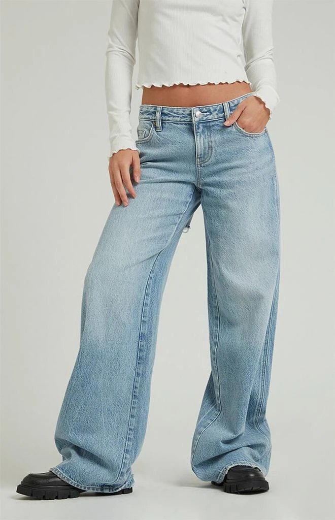 PacSun Casey Light Indigo Butt Slit Low Rise Baggy Jeans 3