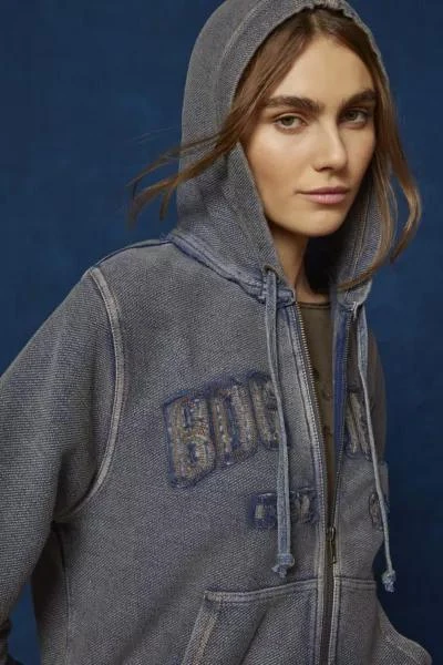 BDG BDG Distressed Logo Zip-Up Hoodie Sweatshirt 3