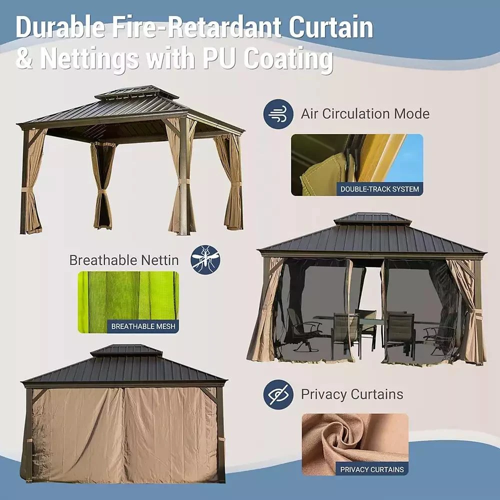 Streamdale Furniture Streamdale Aluminum Gazebo with Curtains 
Netting for Outdoor Use 2