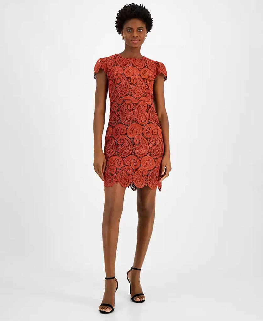 Tahari Women's Round-Neck Lace Short-Sleeve Sheath Dress 1