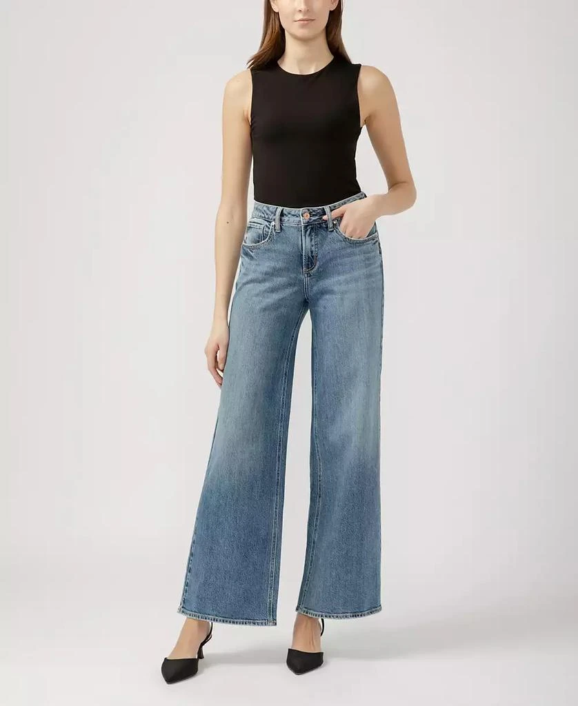 Silver Jeans Co. Women's Suki Mid Rise Curvy Fit Wide Jeans 4