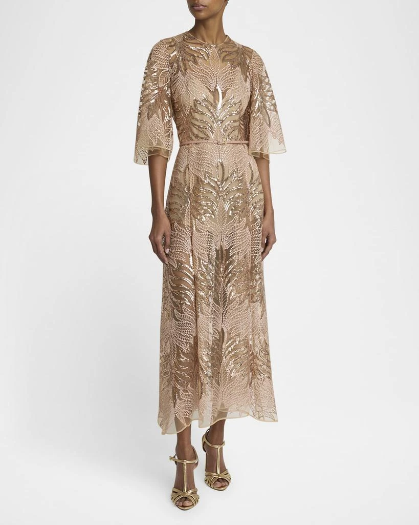Elie Saab Sequin Embroidered Tulle Midi Dress 4