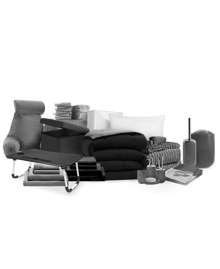 Clara Clark 44-Piece College Dorm Room Essentials Twin XL Bedding Comforter Set, Bed in a Bag Comforter Set, Black And Gray