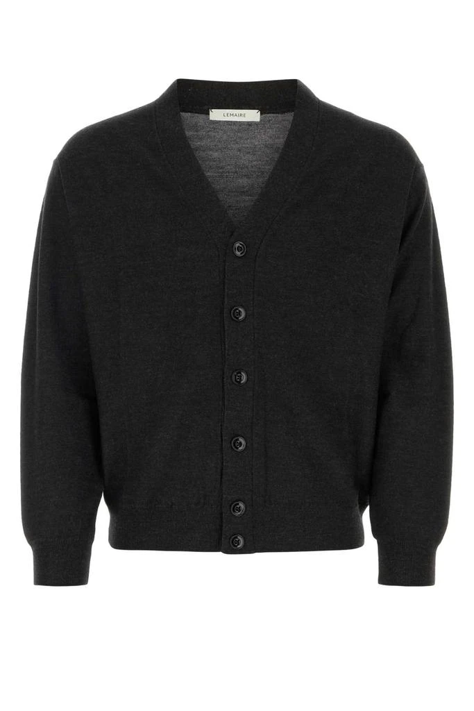 Lemaire Melange Charcoal Wool Blend Cardigan 1