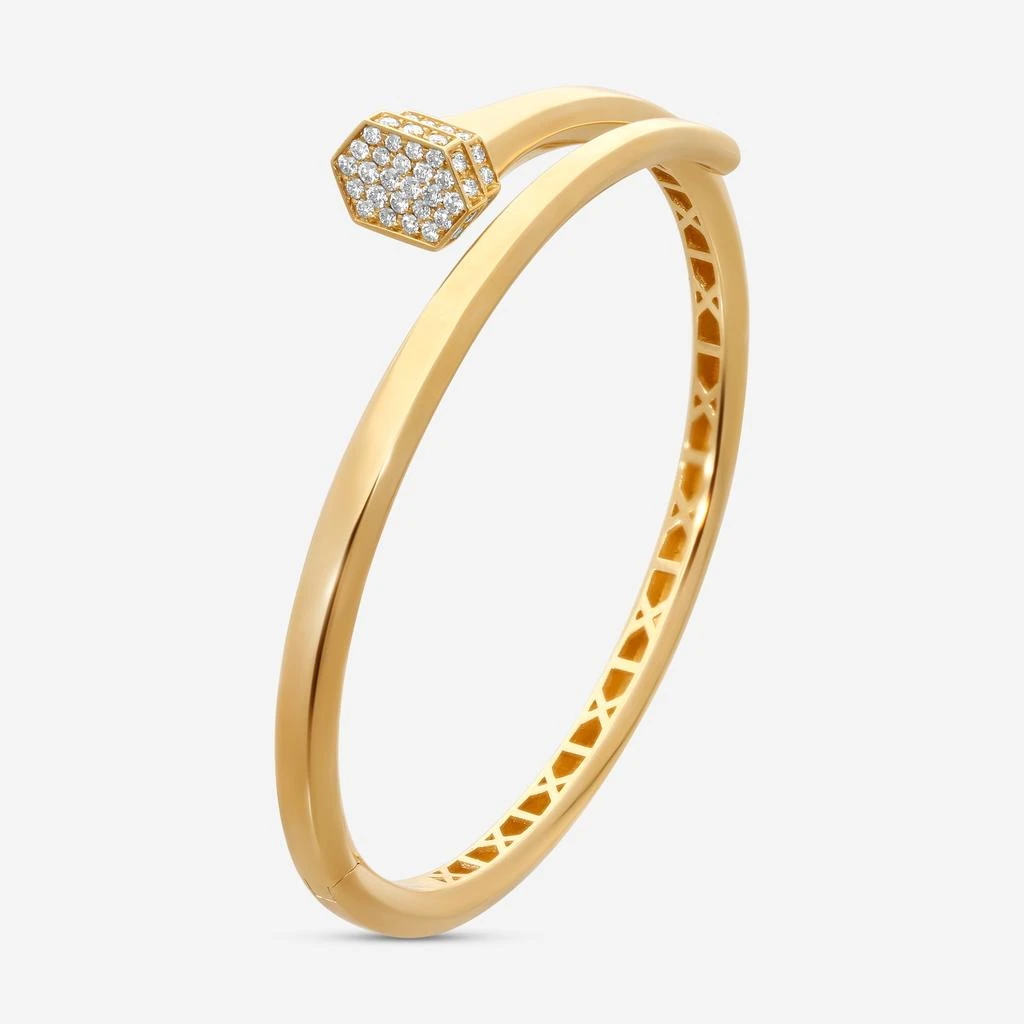 Crivelli Crivelli Pillar 18K Yellow Gold Diamond Bypass Bangle Bracelet G0119E 2