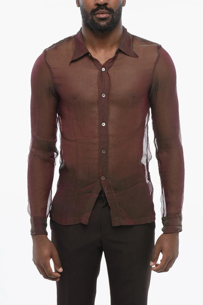 Dries Van Noten Dries Van Noten Iridescent CONGREVE Silk Chiffon Shirt 1