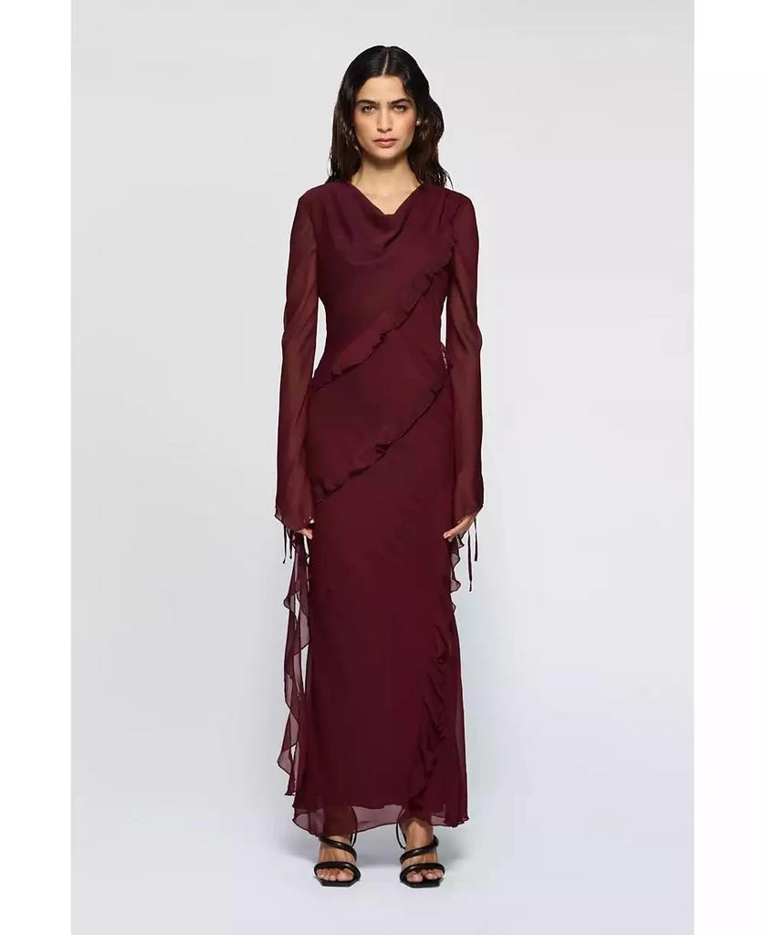 sachin and babi light blue dress MISSGUIDED Devore Chiffon Ruffle Maxi Dress With Halter NeckMISSGUIDED