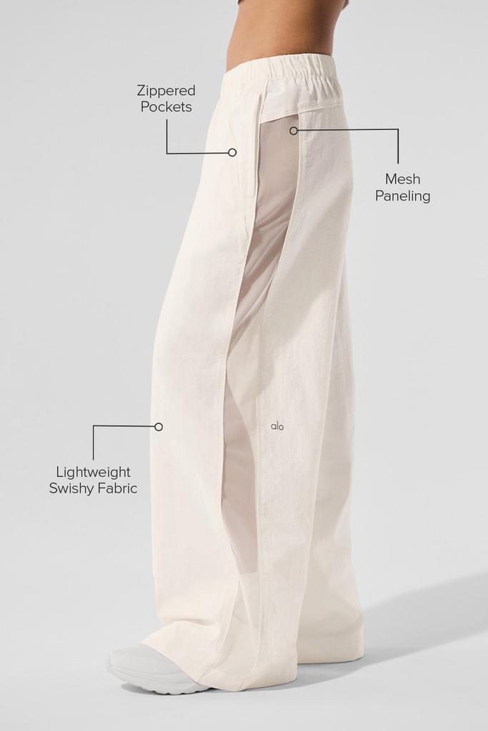 Alo High-Waist Origin Wide Leg Track Pant - Ivory