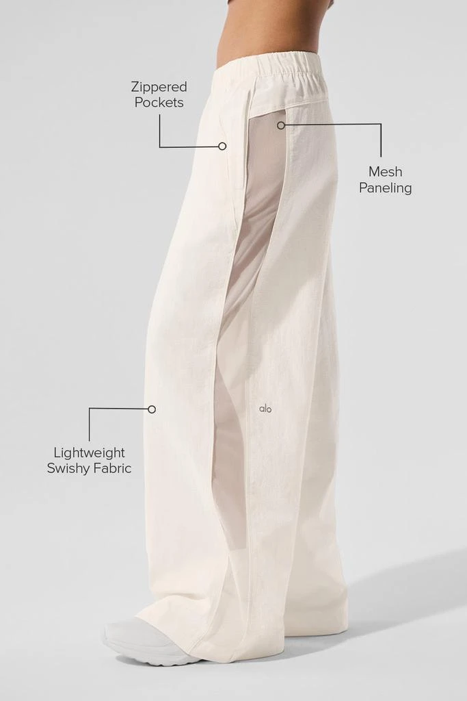 Alo High-Waist Origin Wide Leg Track Pant - Ivory 2