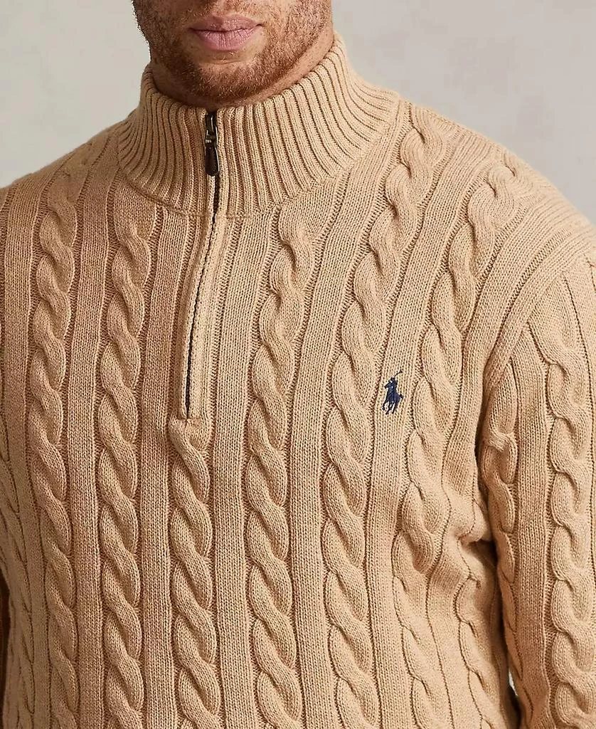 Ralph Lauren Men's Big & Tall Cable-Knit Cotton Quarter-Zip Sweater 16