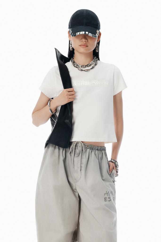 Alexander Wang White Cotton Shrunken Logo Tee