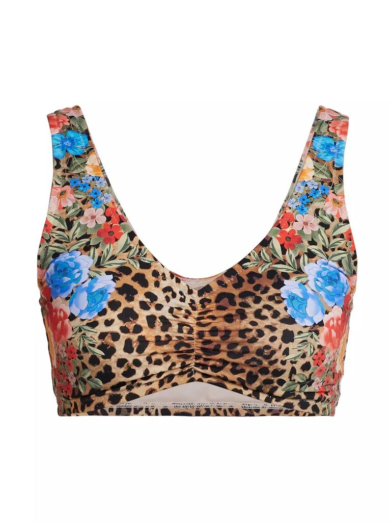 Johnny Was Ruched Cheetah &amp; Floral-Print Bikini Top 1