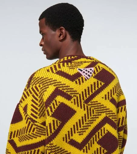 Prada V-neck jacquard wool sweater 6