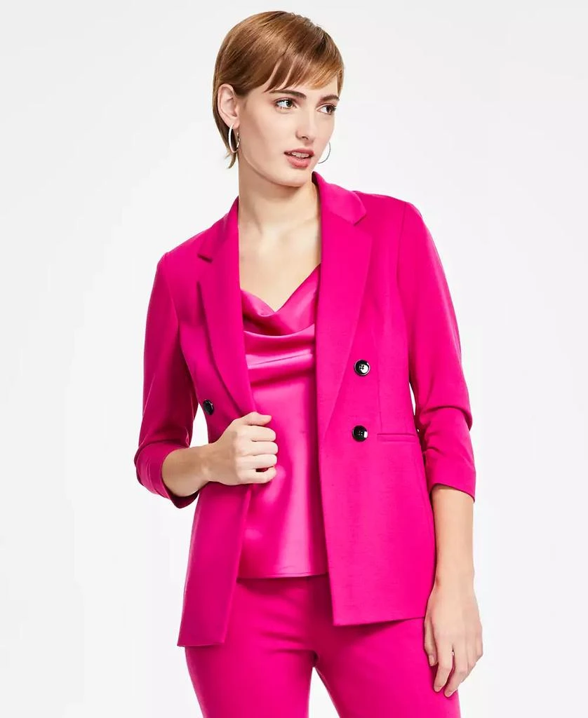 Bar III Women's Ruched-Sleeve Open-Front Blazer, Created for Macy's 1