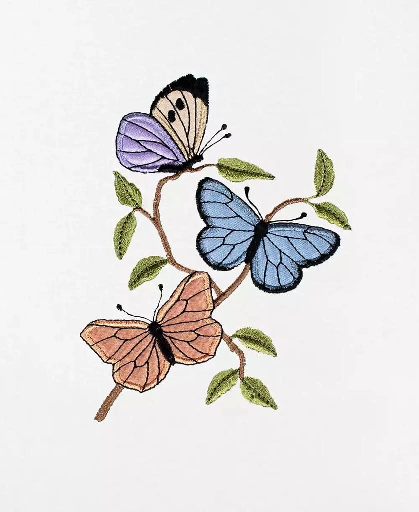 Linum Home Textiles Spring Butterflies Embroidered Luxury 100% Turkish Cotton Hand Towel Set, 30" x 16" 2
