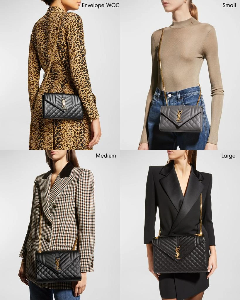 Yves Saint Laurent Envelope Triquilt Small YSL Shoulder Bag in Grained Leather 3