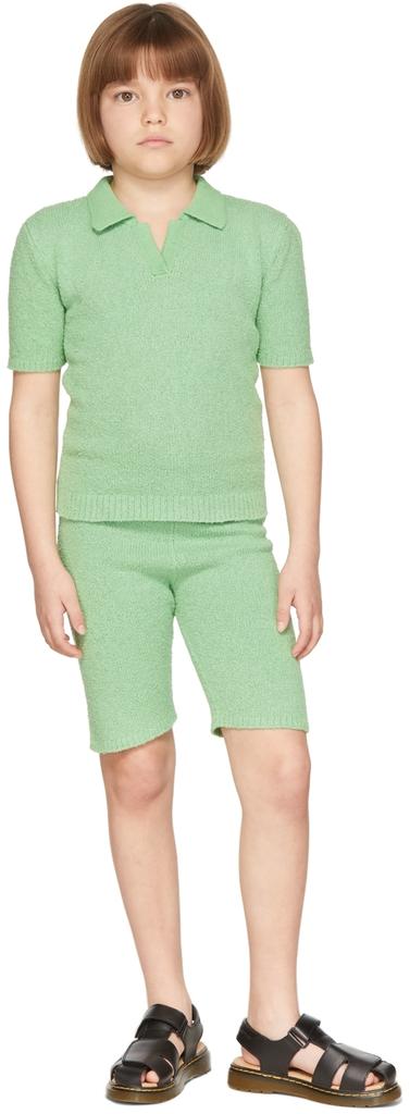 Misha 
Puff Kids Green Bouclé Boardwalk Shorts