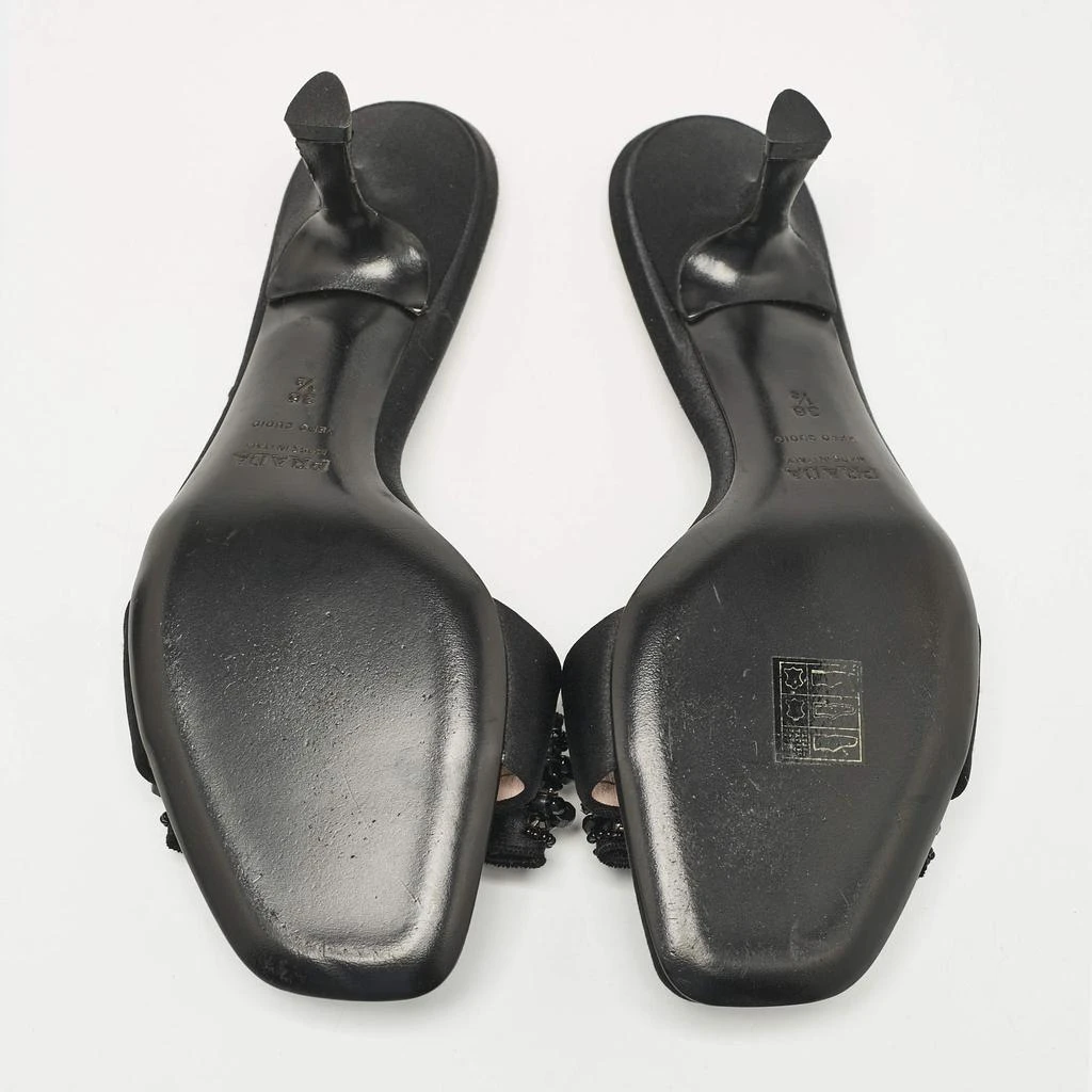 Prada Prada Black Satin Bow Embellished Slide Sandals Size 36.5 6