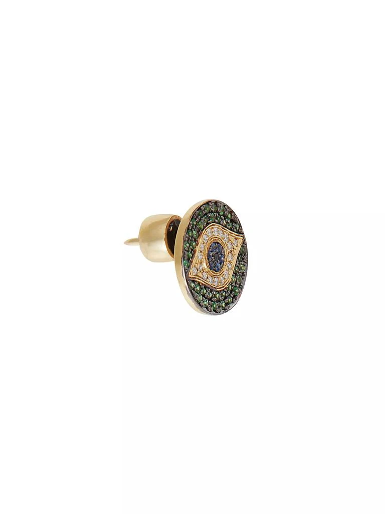 Ileana Makri Evil Eye Mini 18K Yellow Gold, White Diamond, Black Diamond, Blue Sapphire & Tsavorite Stud Earrings 3