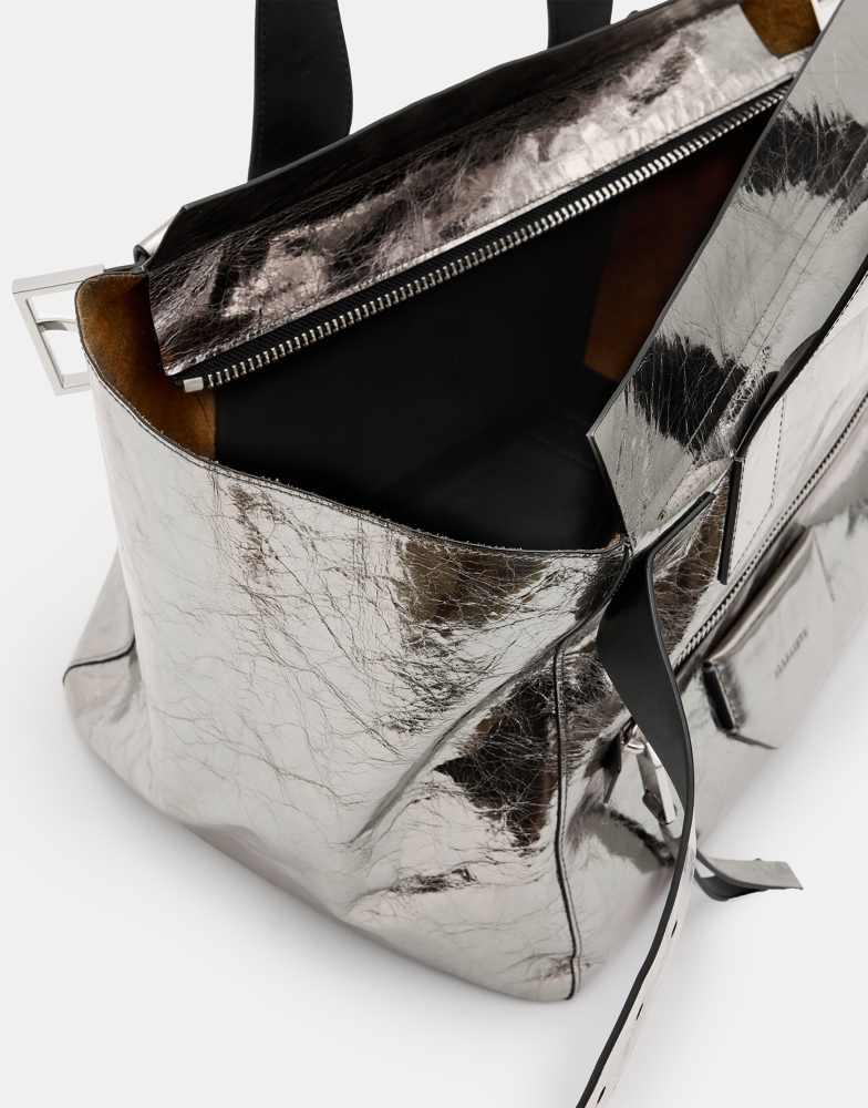 ALLSAINTS Perez Leather Shoulder Tote Bagレザーバッグ ALL SAINTS AllSaints Perez silver shoulder bag - Shoulder