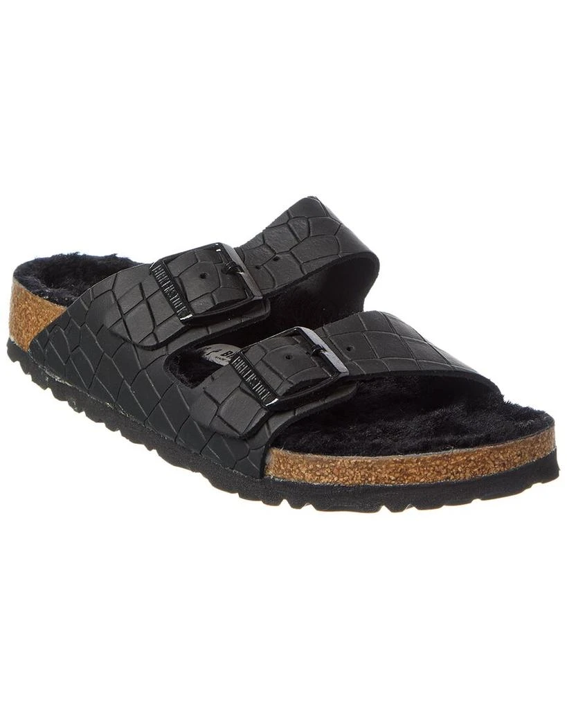 Birkenstock Arizona BS Narrow Croc-Embossed Leather & Shearling Sandal 1
