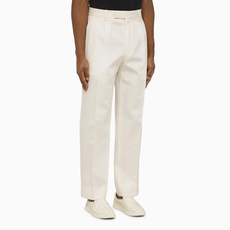 ZEGNA White cotton and wool trousers 4