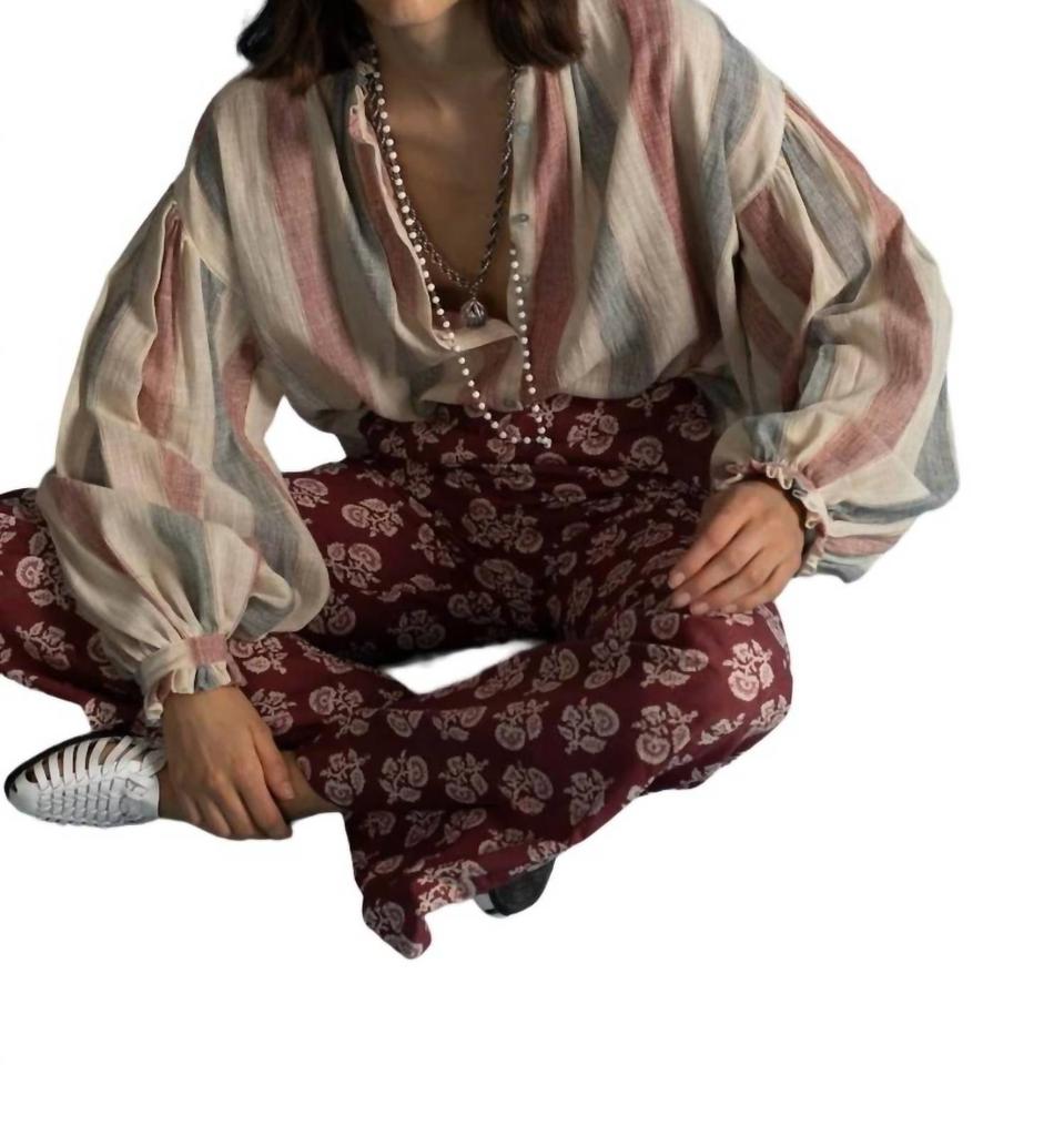 Alix of Bohemia Poet Blouse In White-Red-Blue Britannia