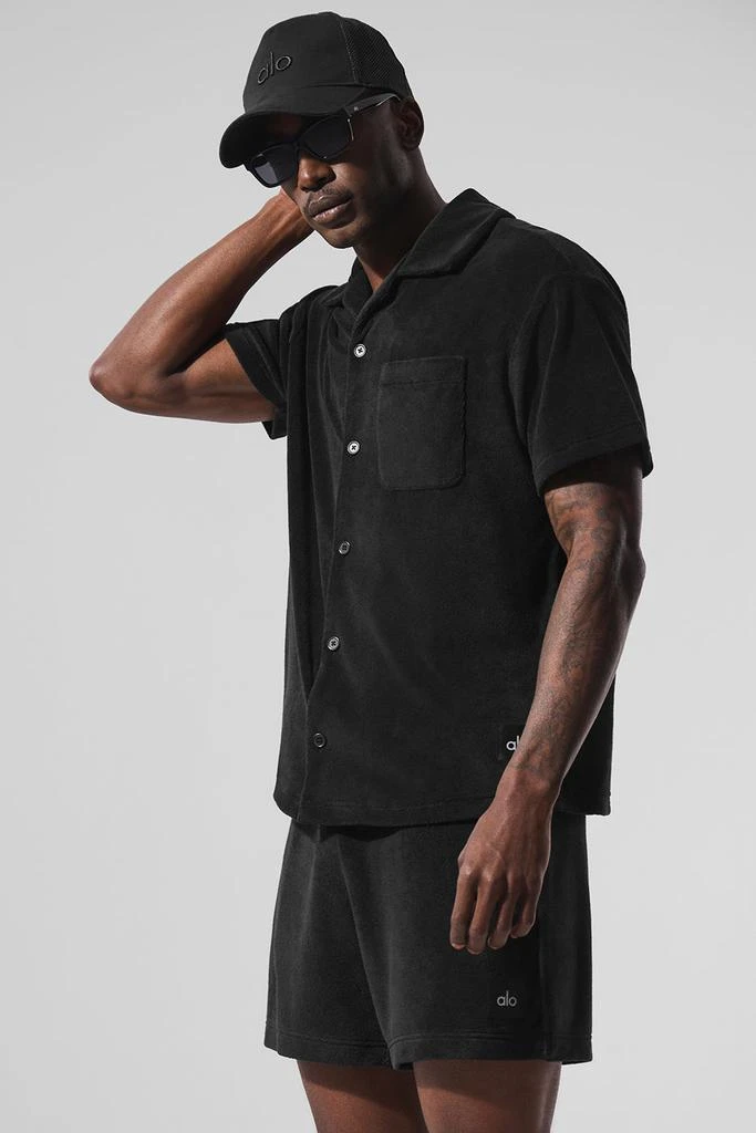 Alo Coastal Terry Button Up - Black 4