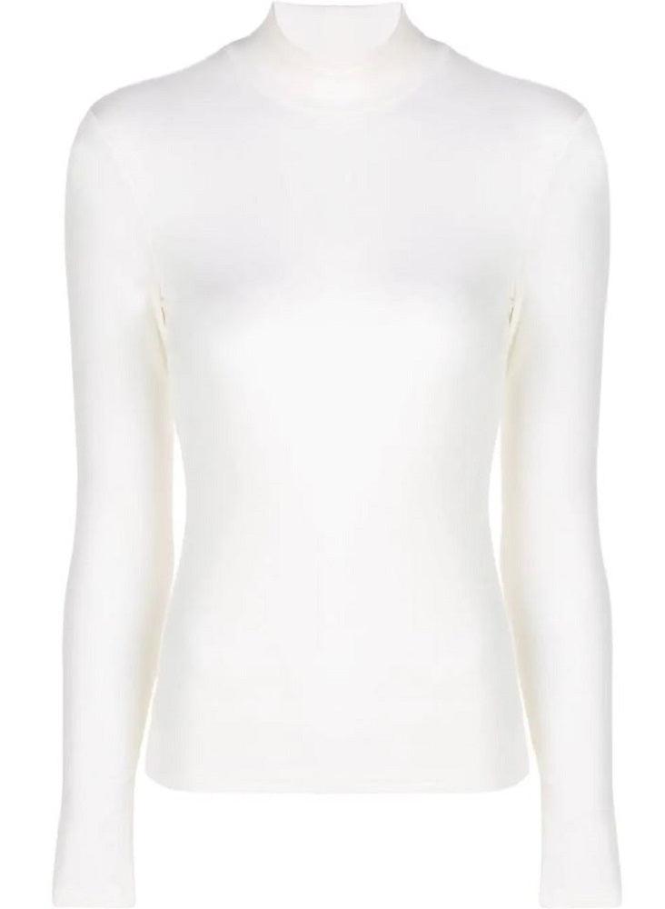 Theory Women's Thin Ribbed Turtle Mock Neck Top Ivory